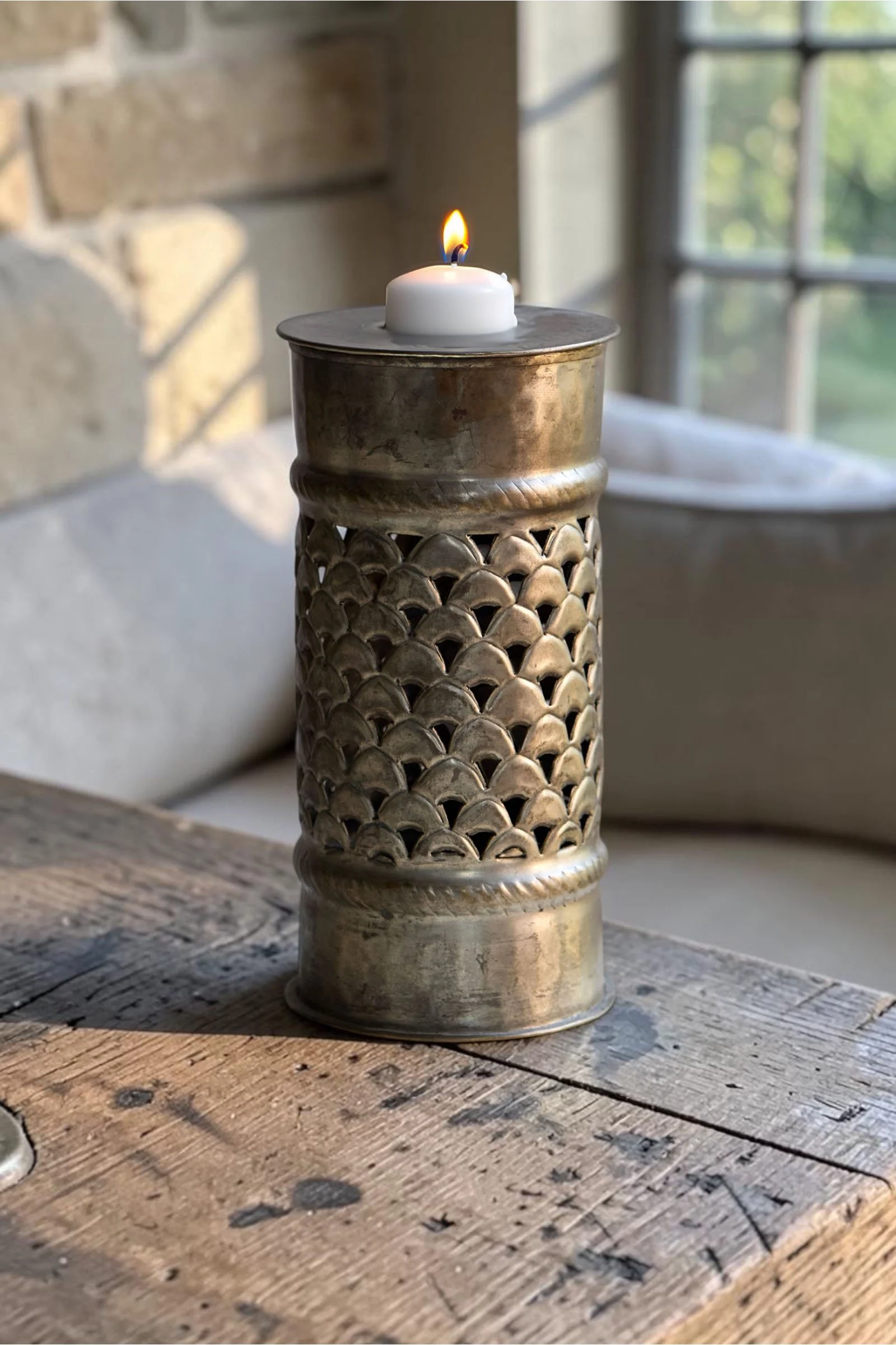 Indian Pierced Brass Lantern Medium 11.JPG