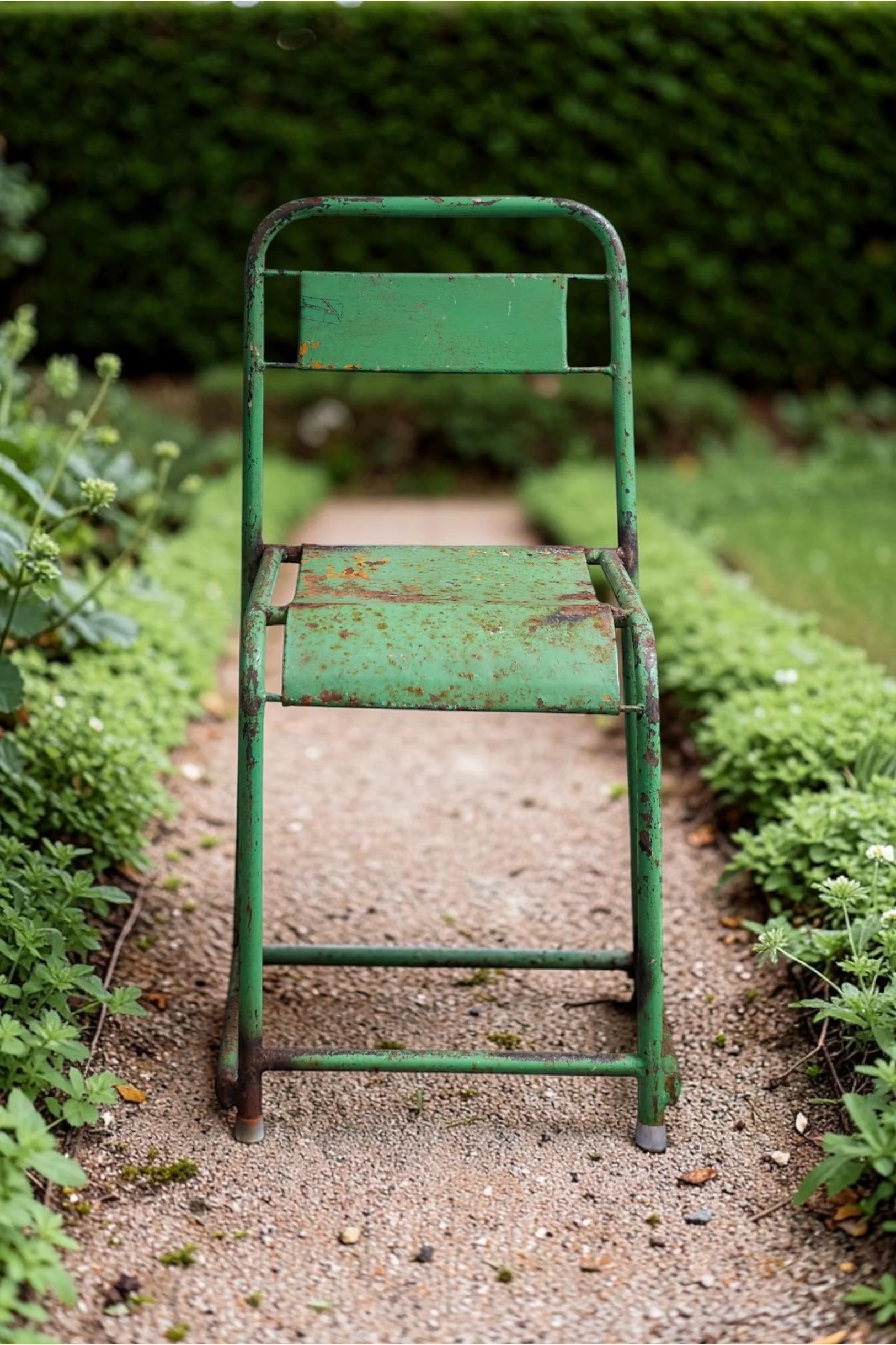 Old Indian Metal Green Chair