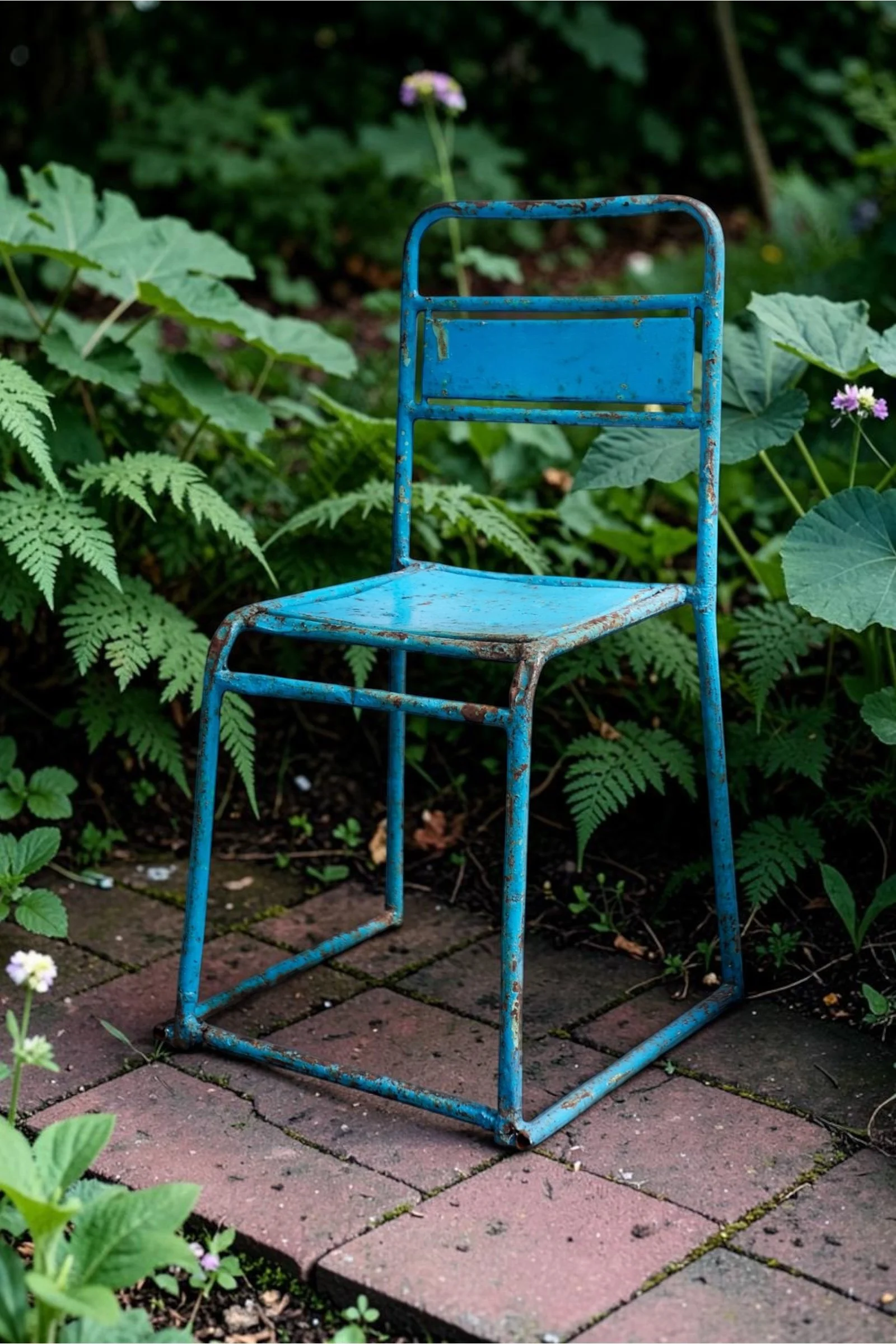 Old Indian Metal Blue Chair