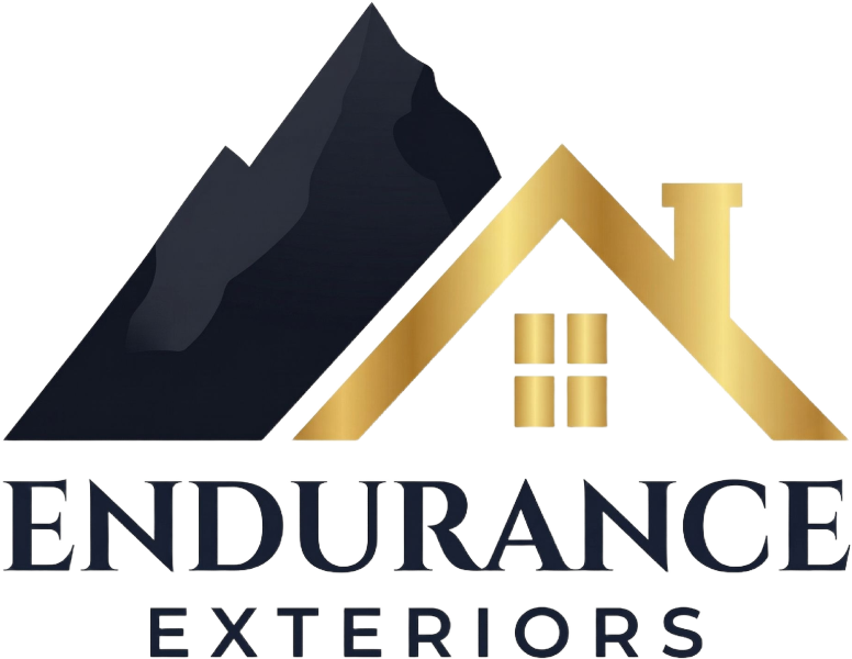 Logo with mountain and house roof elements, and the text 'Endurance Exteriors'