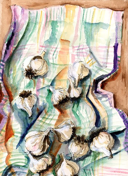 Garlic on Plaid