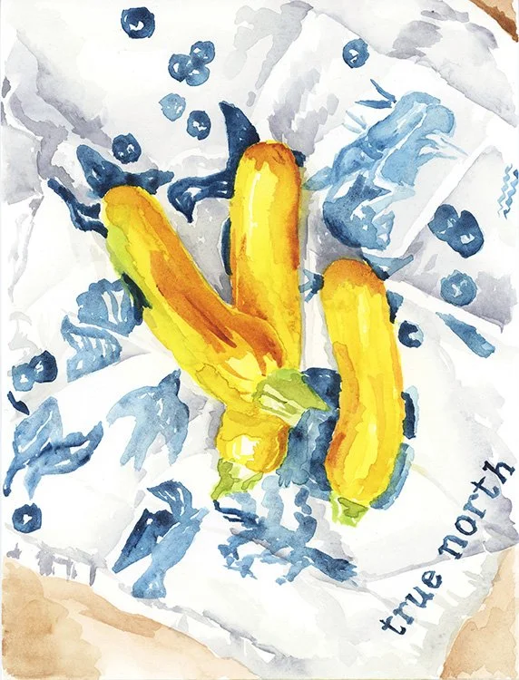 Squash on a Blueberry Tea Towel