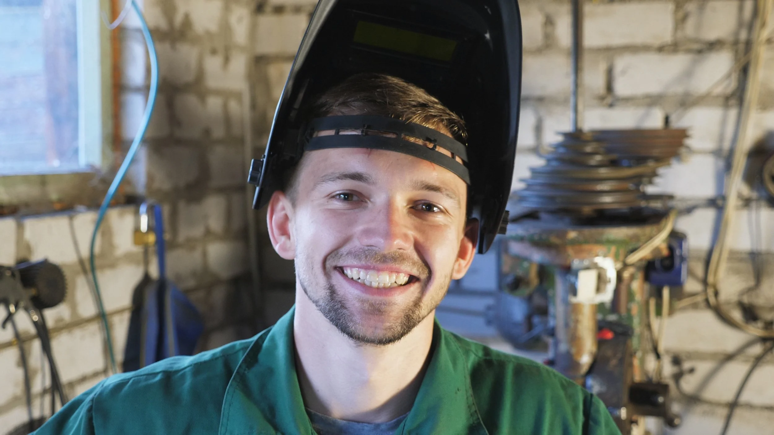 A young welder who just passed a welding test with a company he is interviewing with. He was referred to them by WeldingRecruiter.com