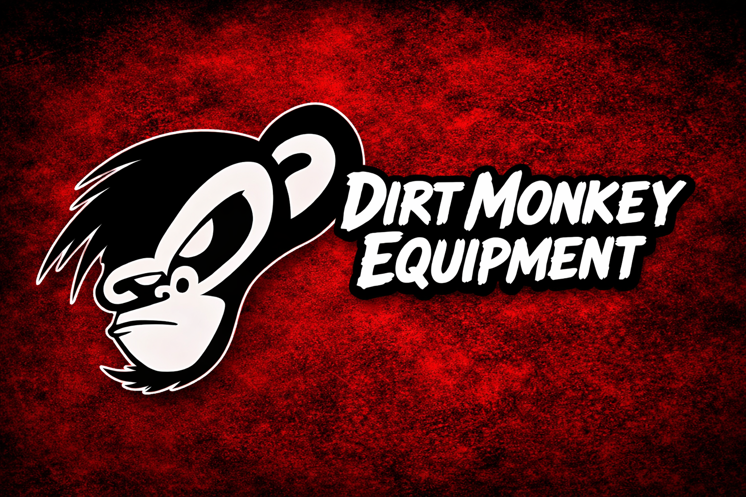 Logo of Dirt Monkey Equipment with a stylized cartoon monkey's face on a red textured background.