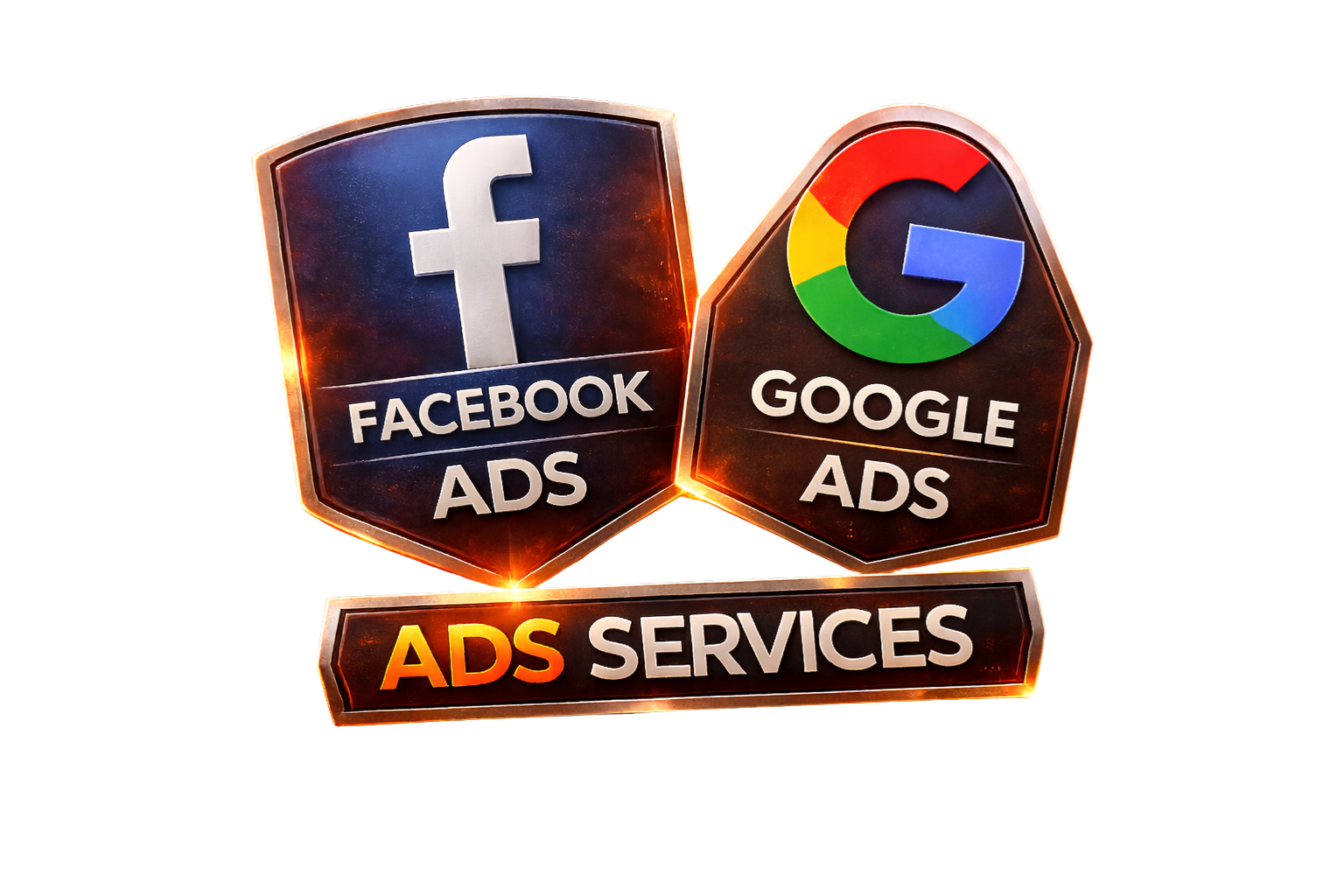Graphics of Facebook Ads and Google Ads logos with the text 'Ads Services' beneath.