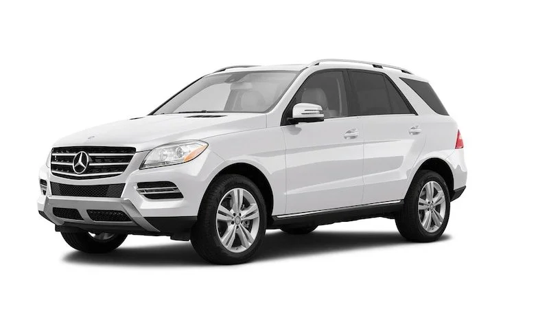 White Mercedes-Benz SUV on a white background.