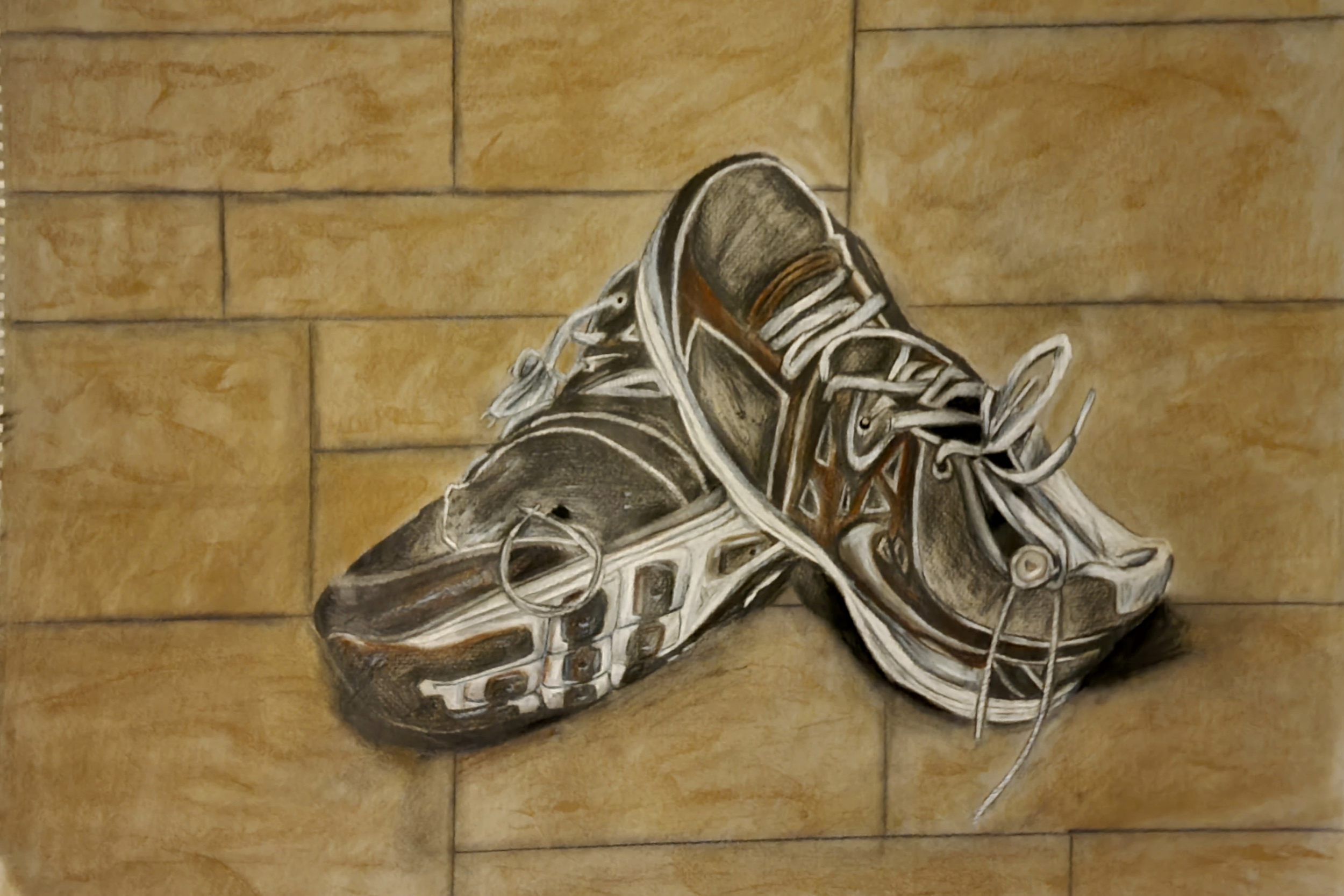 Worn-Out Sneakers//  Medium: Charcoal Pencils and Charcoal Paper//  Year: 2024