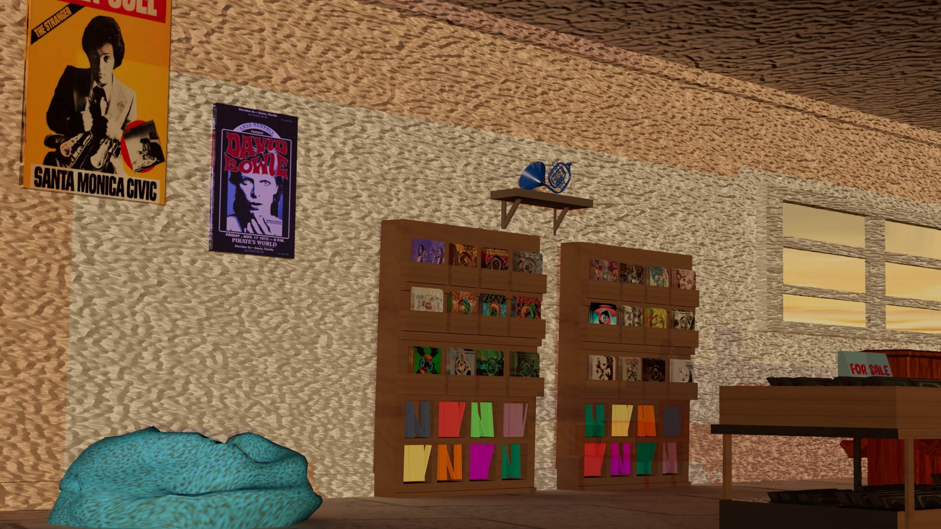 Morning Shot of Record Store//  Program: Autodesk Maya//  Year: 2025