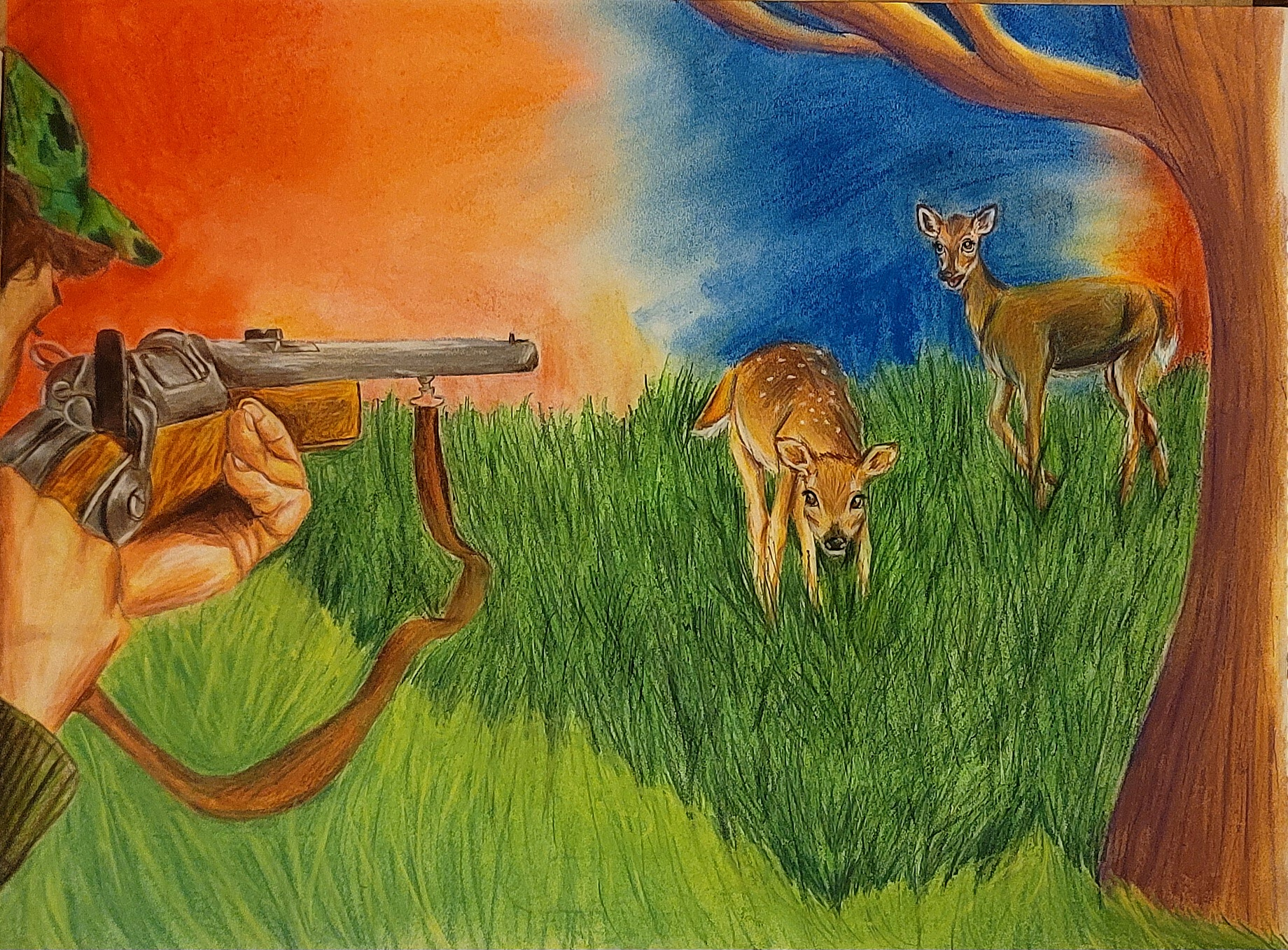 Last Moment of Innocence//  Medium:  Chalk Pastels and Colored Pencils//  Year: 2024