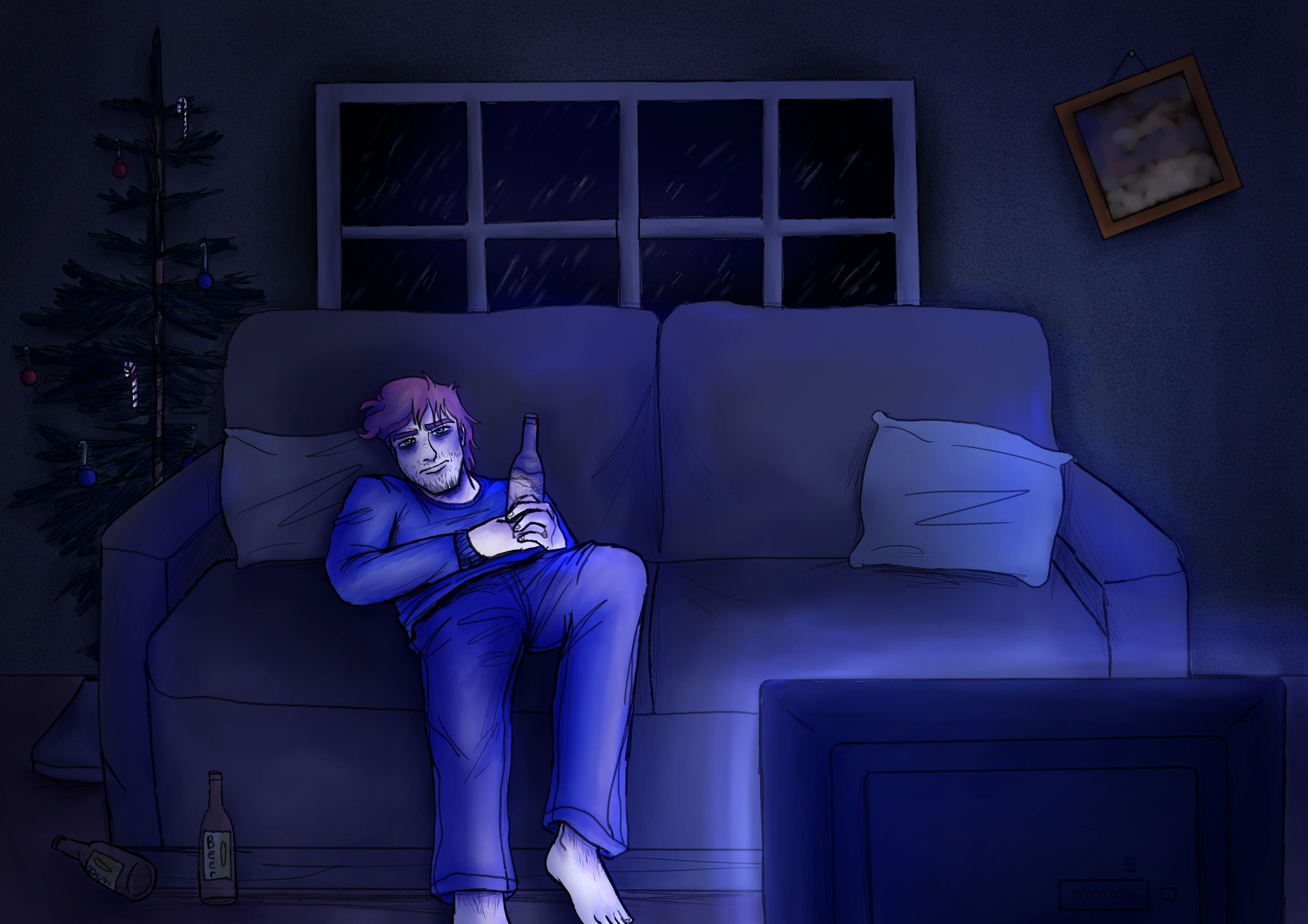 Blue Christmas//  Program: Clip Studio Paint Ex//  Year: 2024