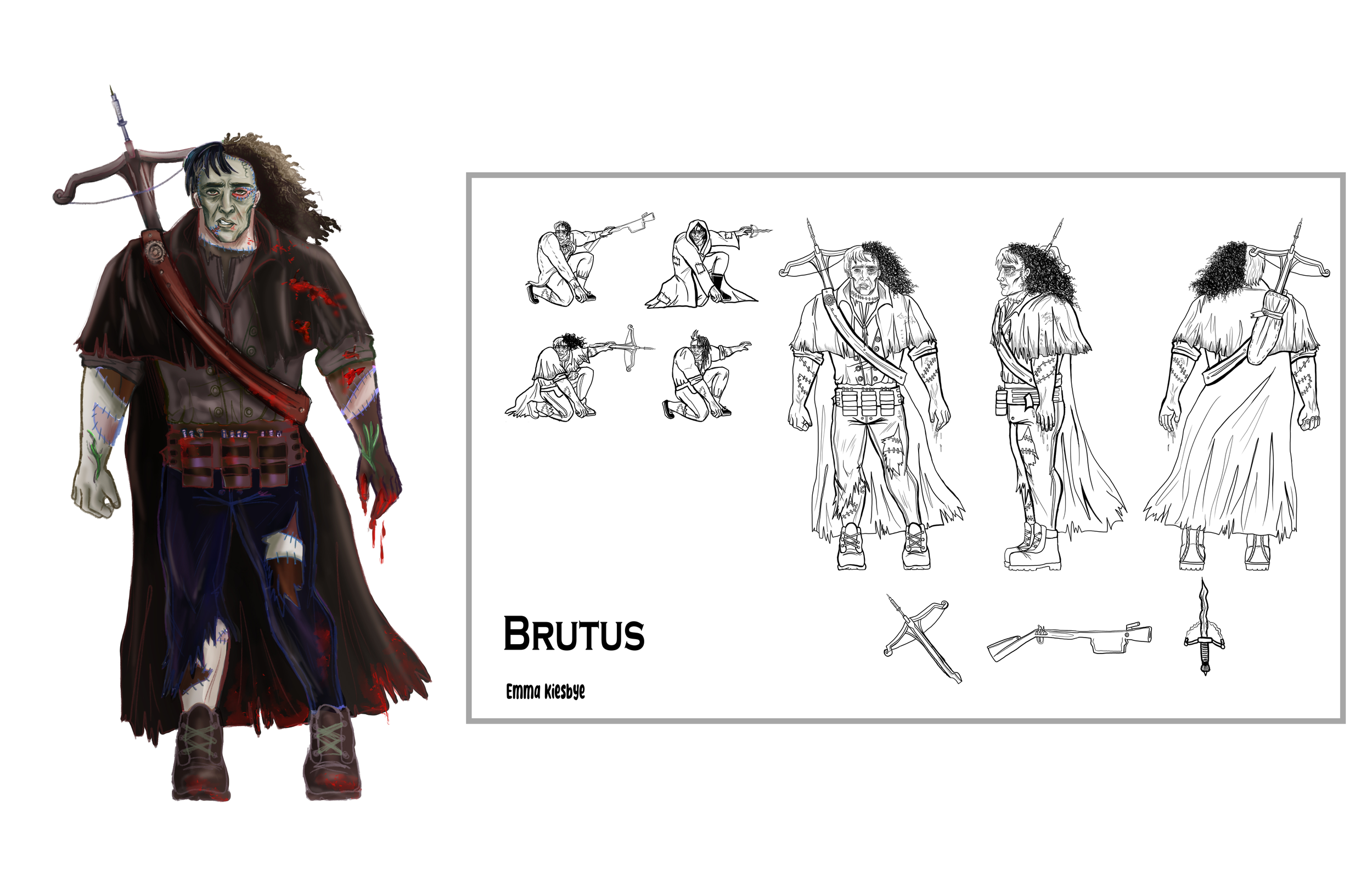 Frankenstein Redesign Character Sheet//  Program: Adobe Photoshop//  Year: 2026