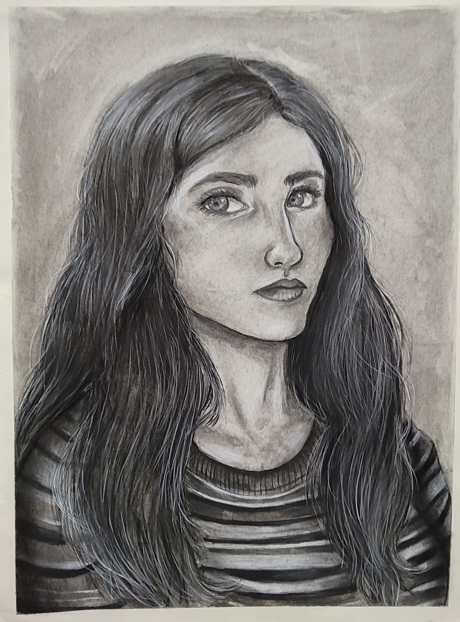 Self-Portrait//  Medium: Charcoal Pencils and Paper//  Year: 2024