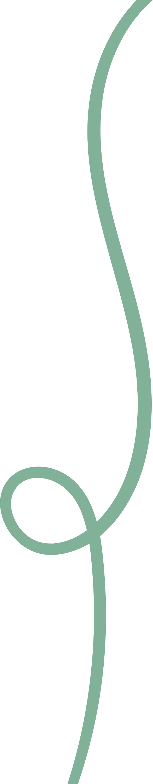 A plain black background with a single light green curved line that loops and twists vertically.