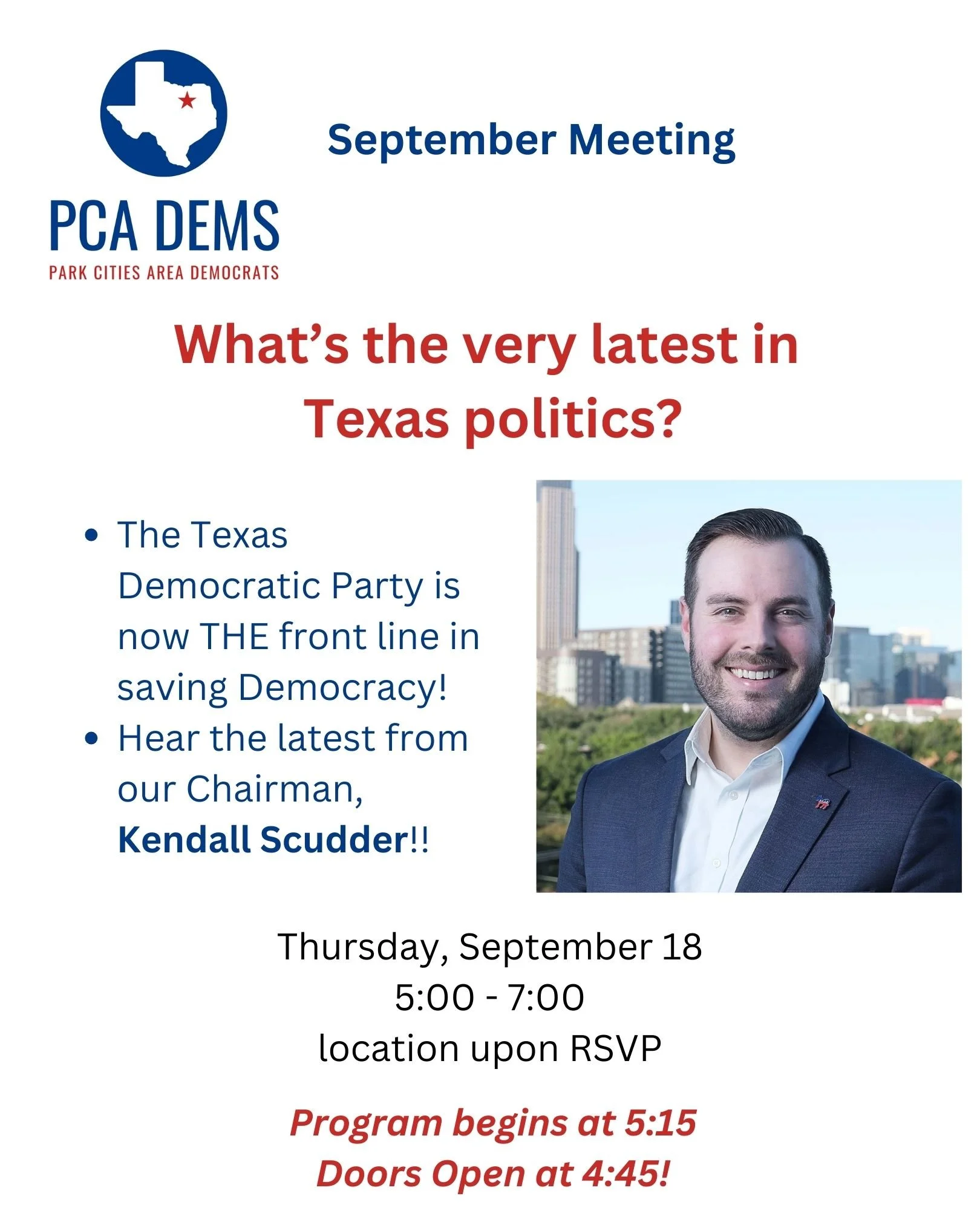 PCA Dems September meeting - with Kendall Scudder
