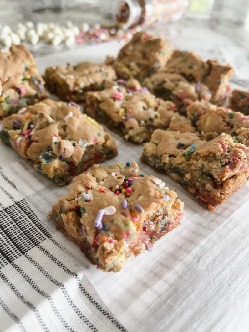 Cake Batter Rainbow Blondies
