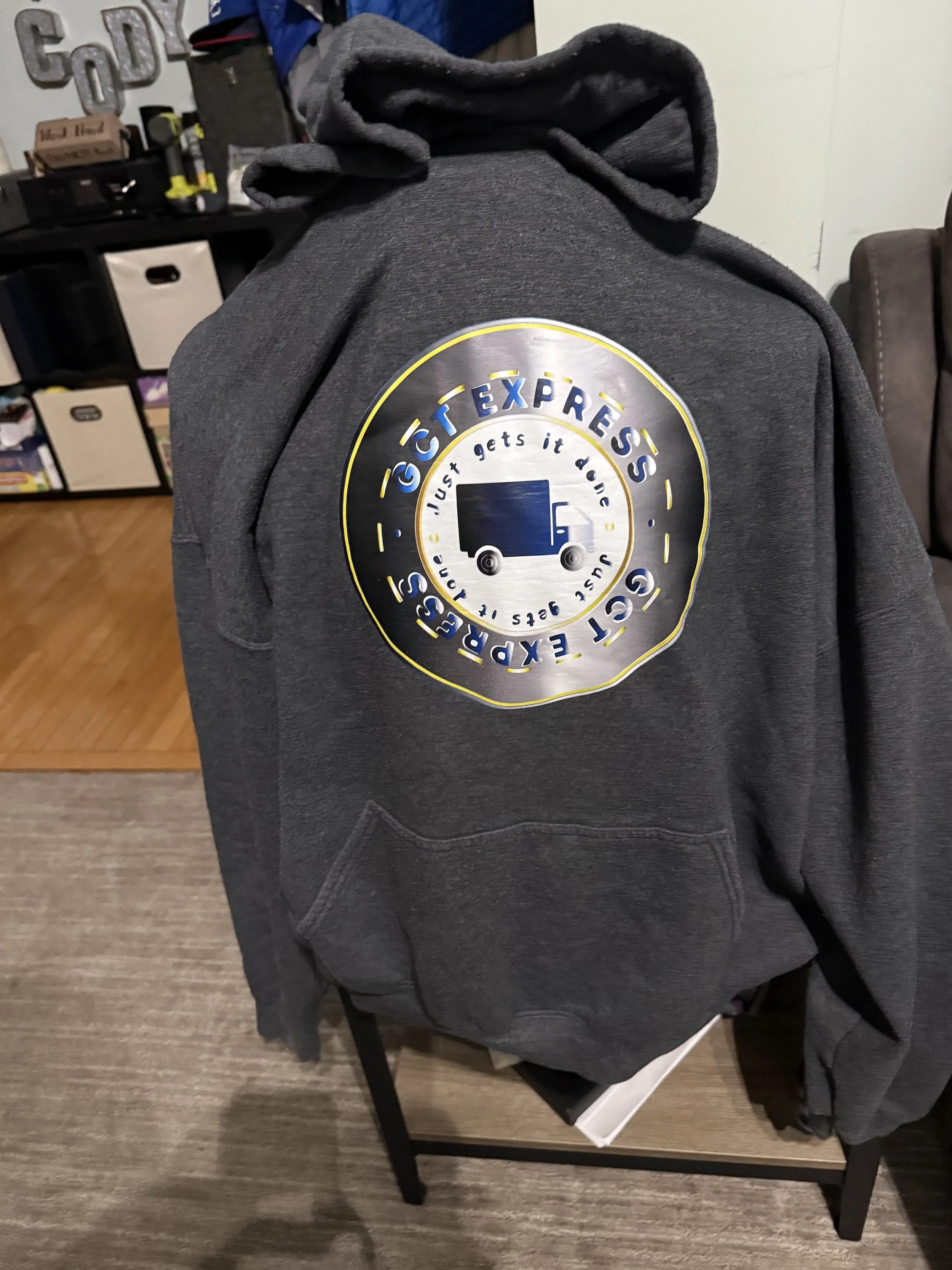 the logo on a hoodie