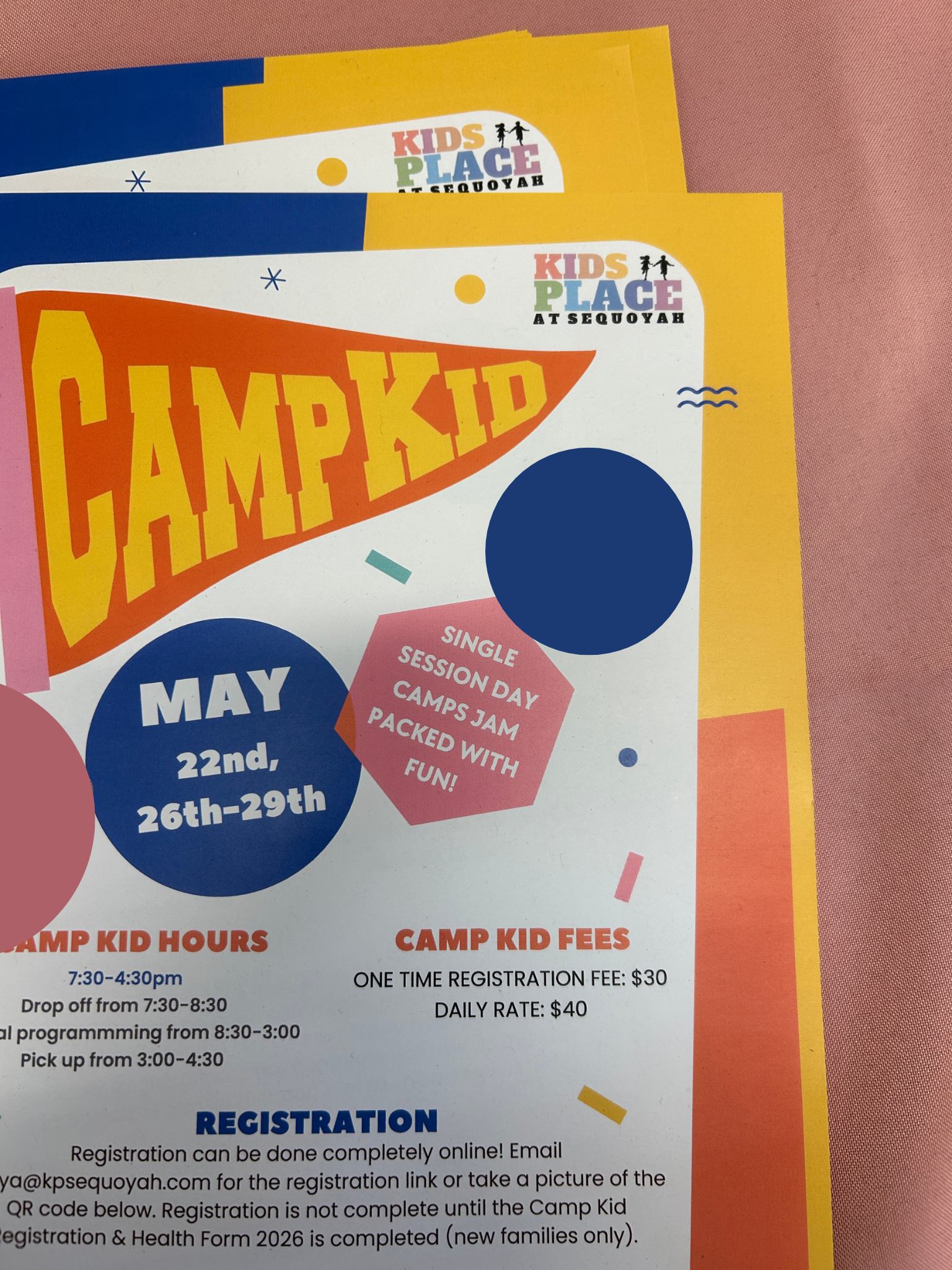 The logo is on this flyer at the door for parents to grab about the summer program