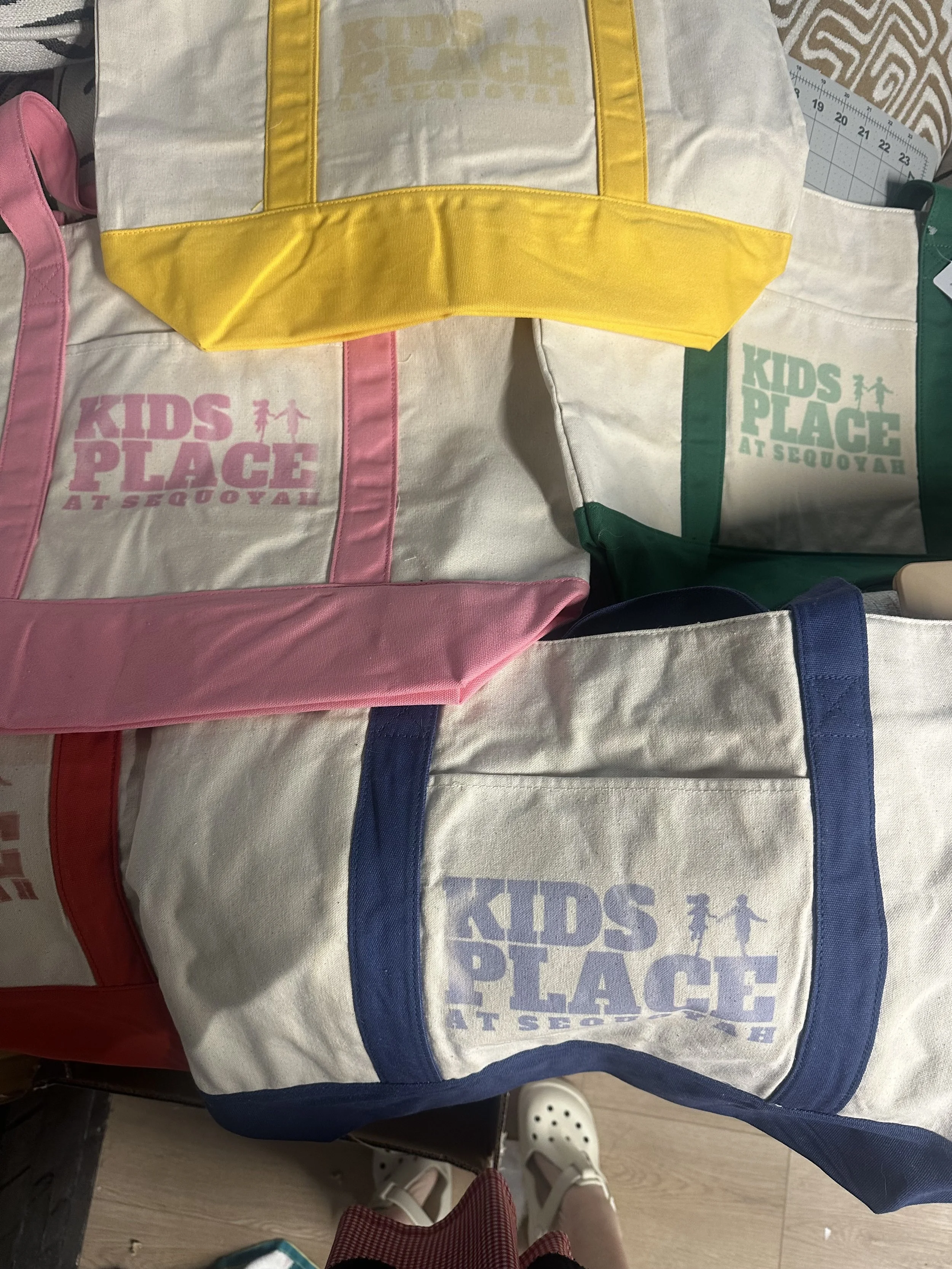 The logo is on tote bags