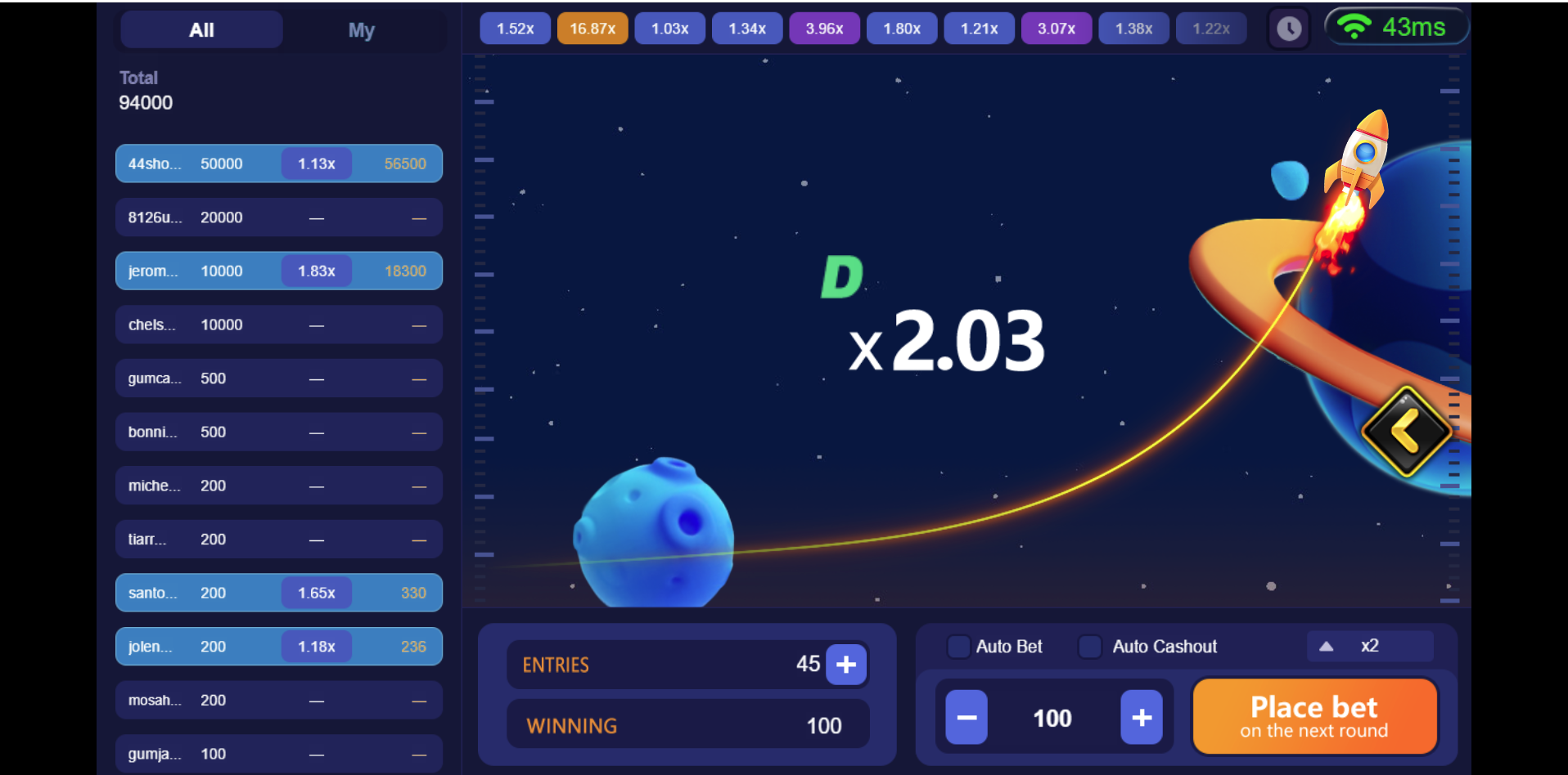 Acebook Crash- Table Game