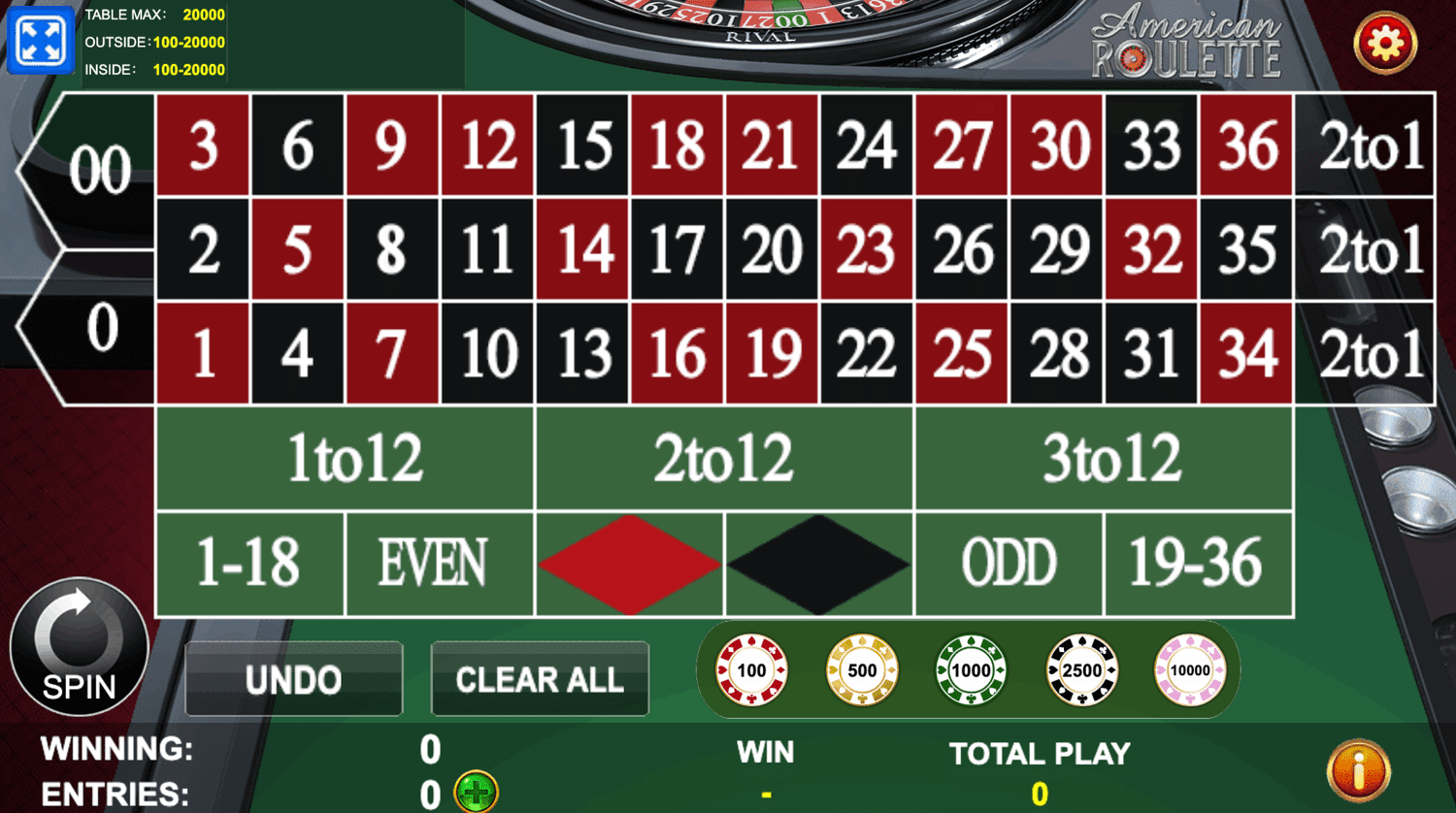 EasyStreet - American Roulette - table game