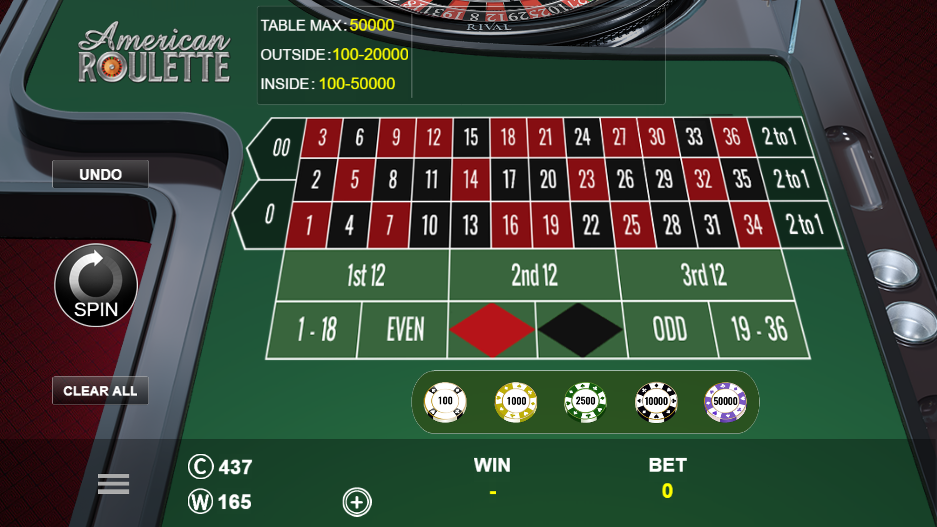 Fortuner's Vault - American Roulette - table game
