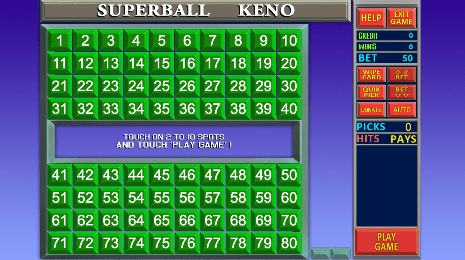 Fortuner's vault - Super Ball Keno - table game
