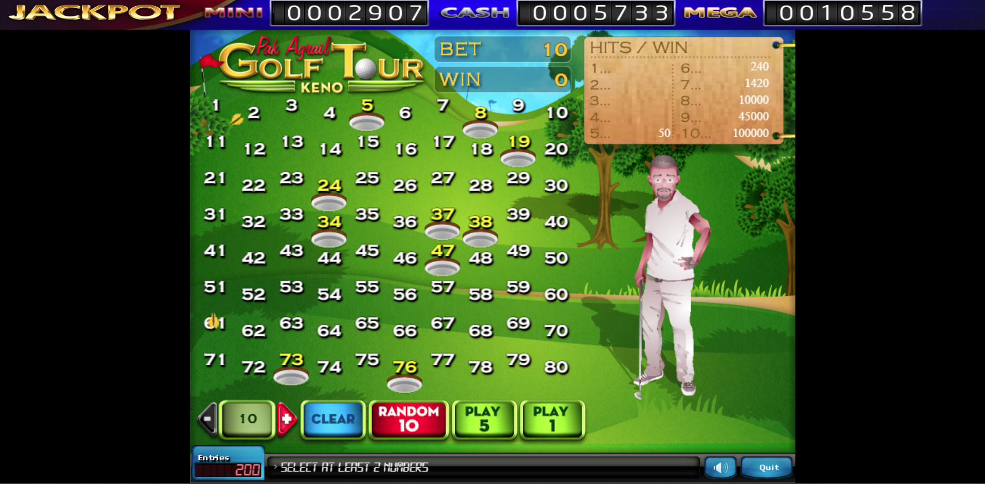 Grand X Golf Tour Keno