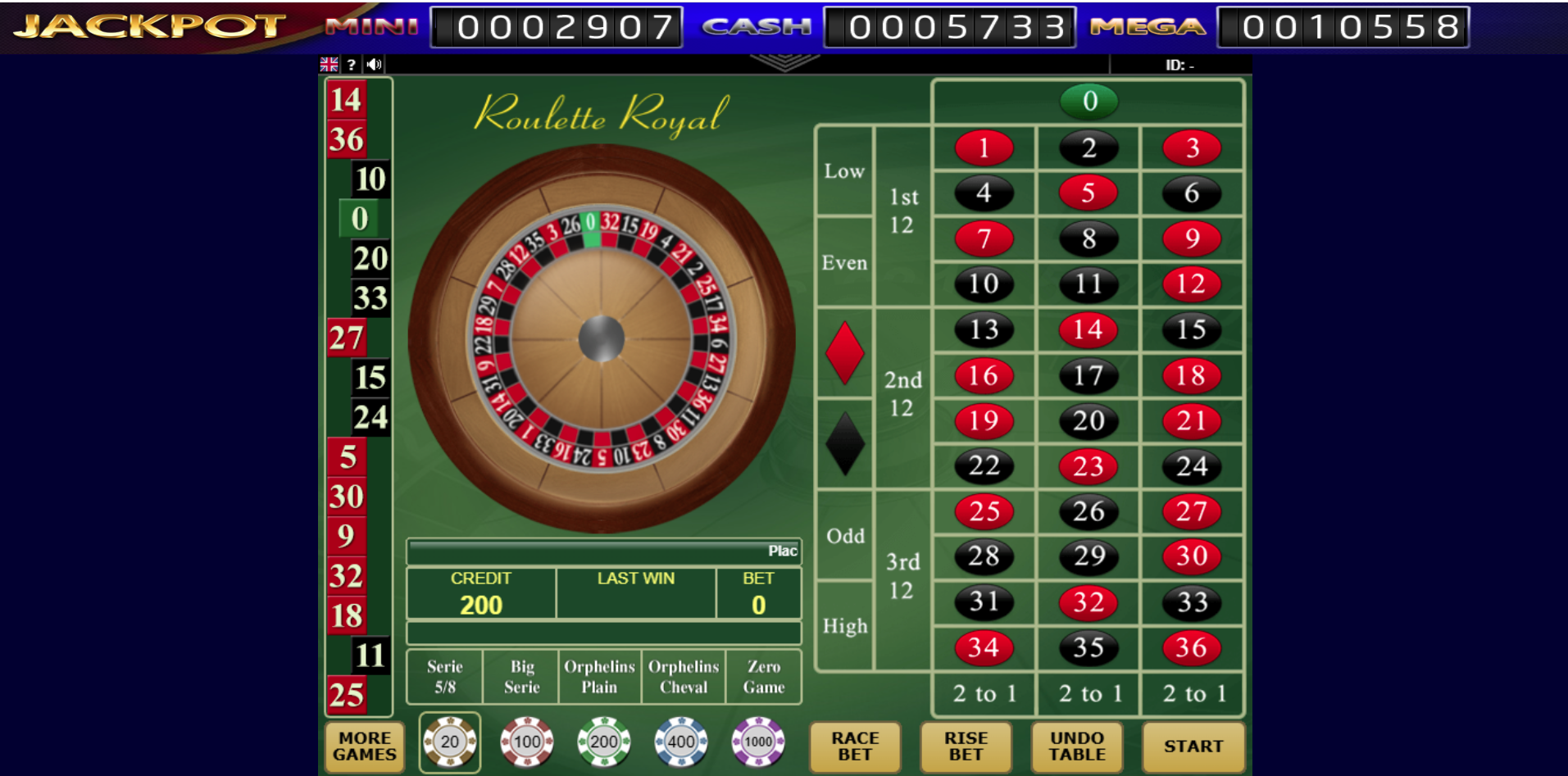 Grand X Roulette Royal- Table Game.