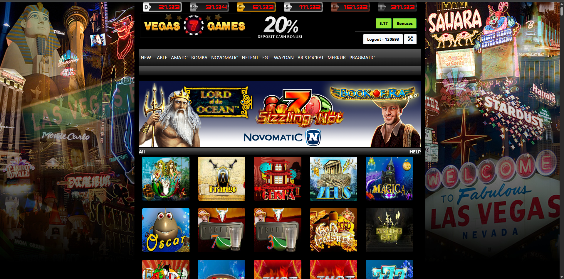 Vegas  7 - game lobby