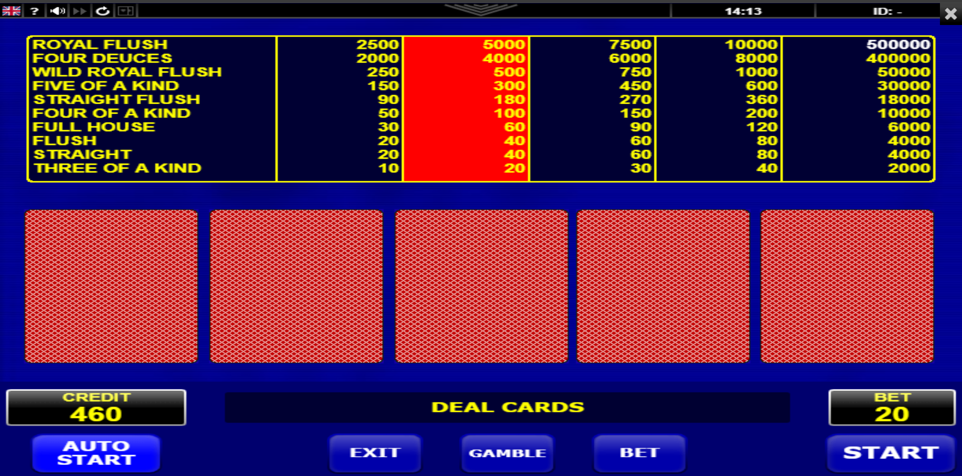 Vegas 7 - Deuces wild - table game
