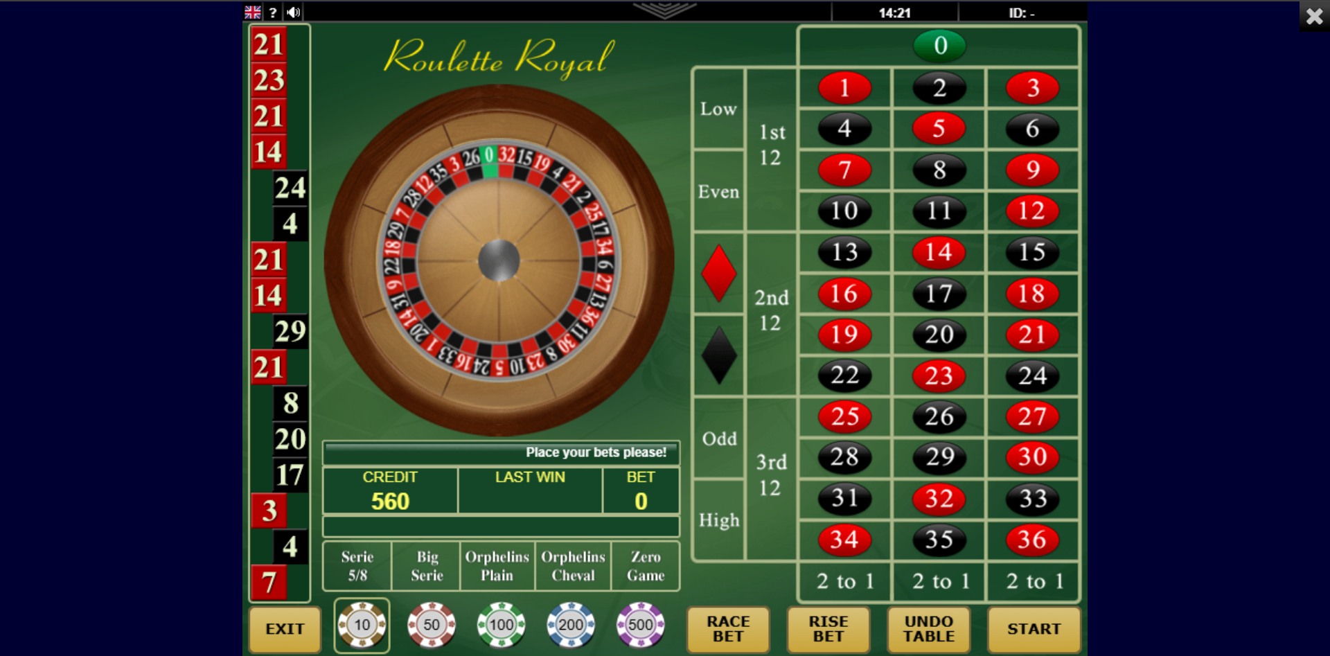 Vegas 7 - Roulette Royal - table game