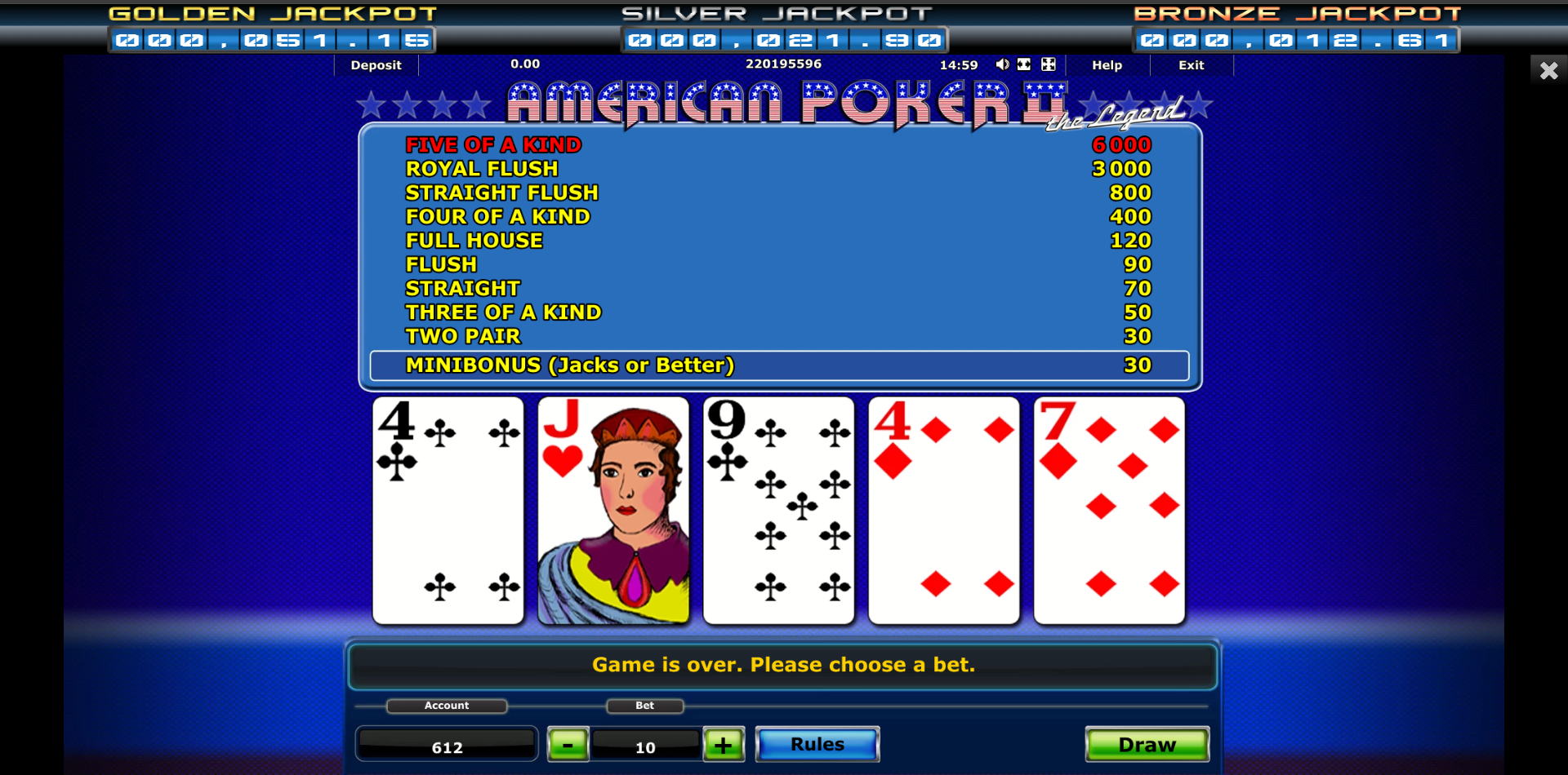 Skillmine - American Poker II - table game