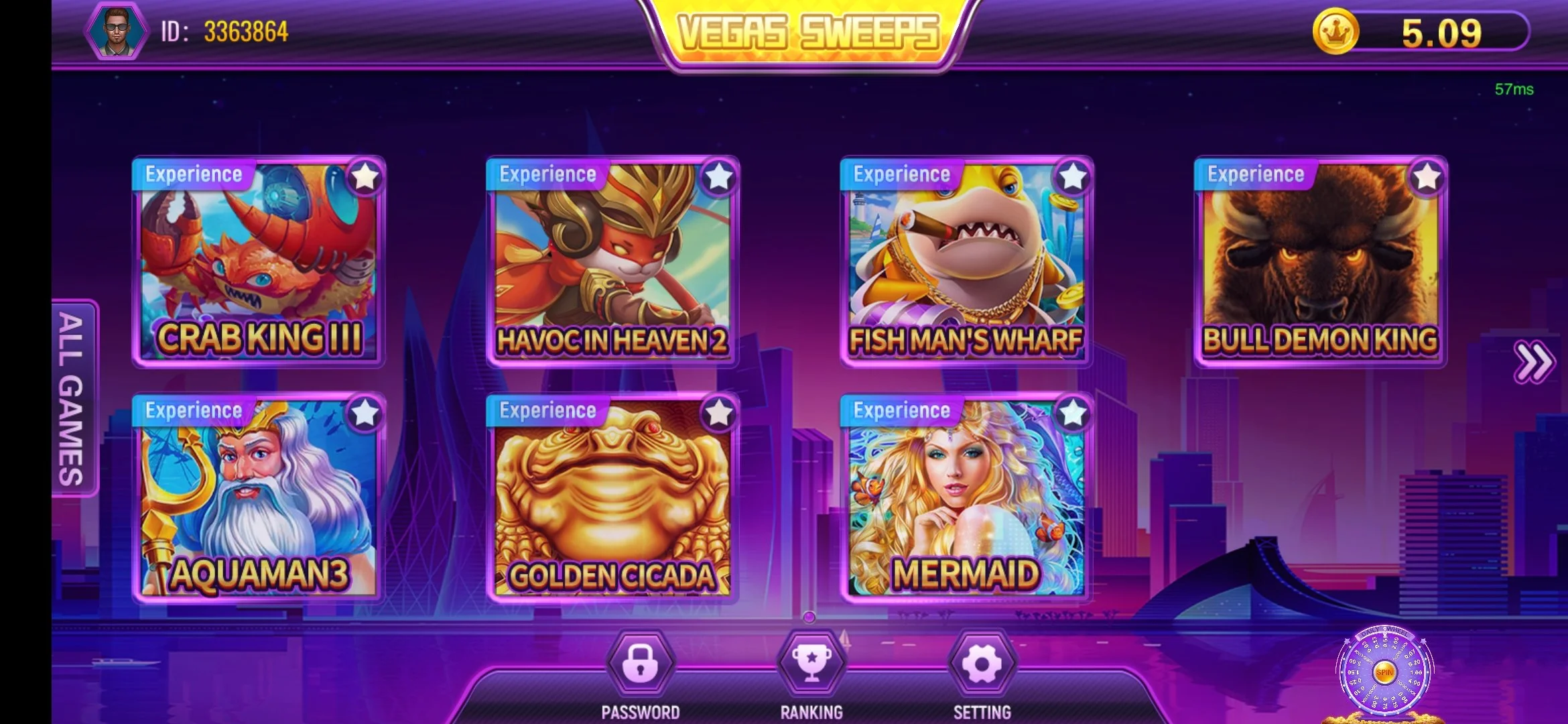 Vegas Sweeps Fish Game Lobby