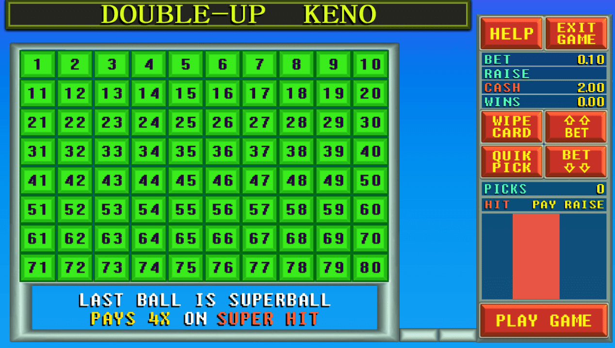 Game Room Online - Double-Up Keno - table game