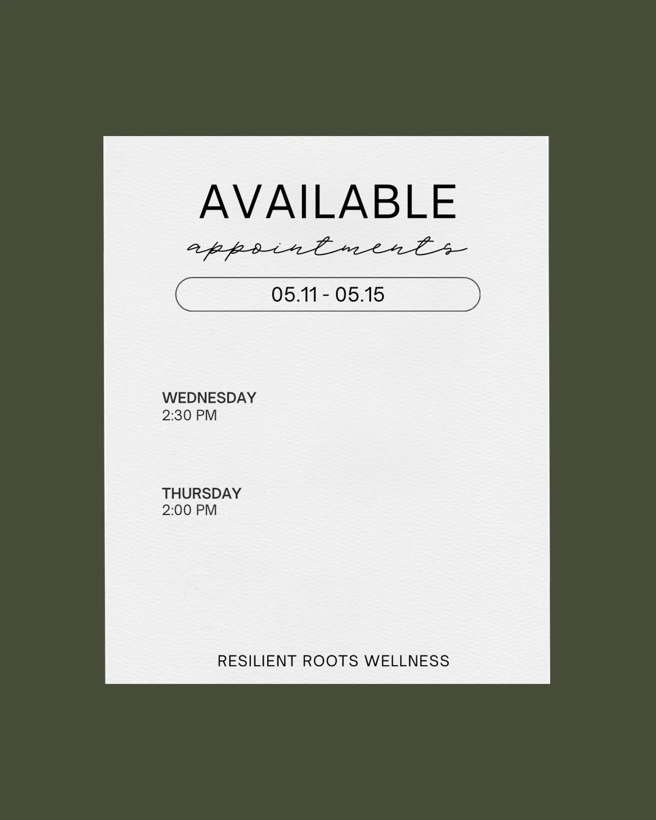 We have 2 new patient appointments open this week! DM to claim your spot 😊