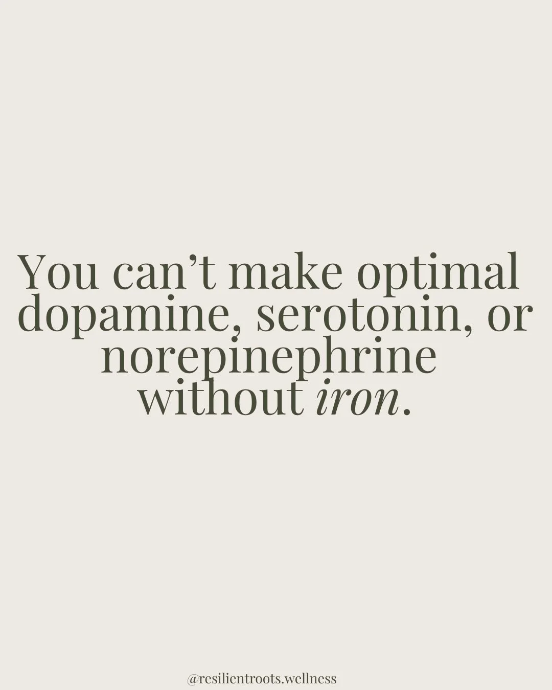 Low iron and ferritin is one of the most overlooked things I see in mental health.

Iron is involved in producing neurotransmitters like dopamine, serotonin, and norepinephrine &mdash; which influence focus, motivation, mood, energy, emotional regula