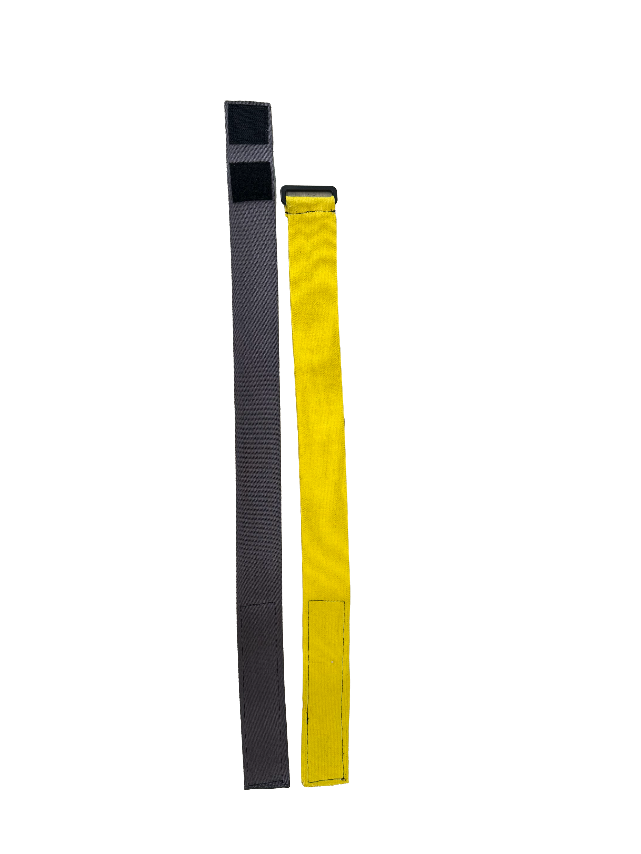 Grey (non-strecth) and yellow (Stretchy) straps