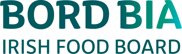 Logo of Bord Bia Irish Food Board with text in greenish-blue