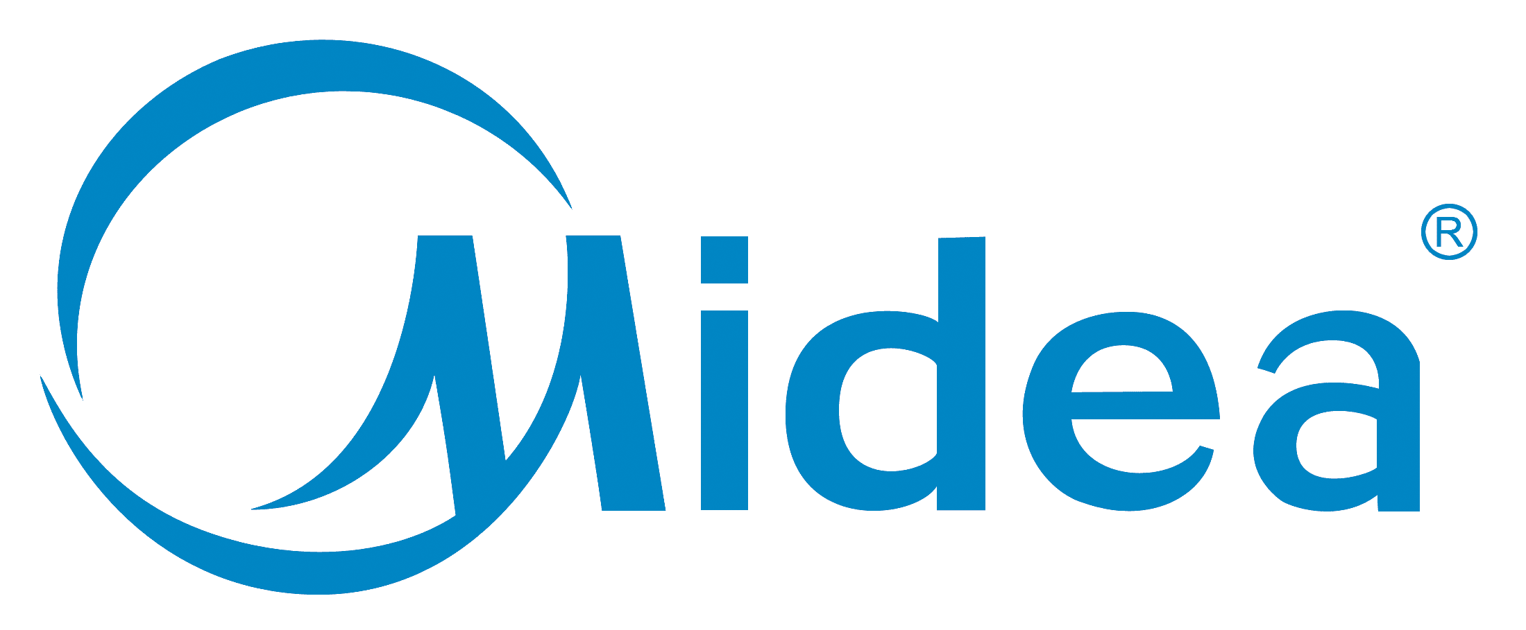 Midea logo in blue with stylized letter 'Q' and the word 'Midea'