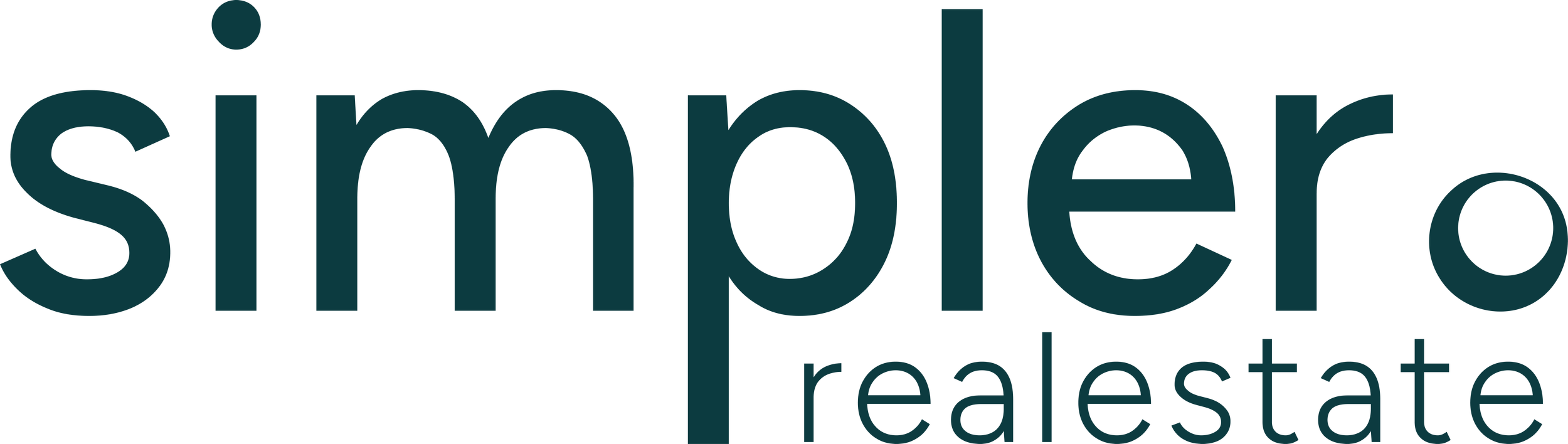 Simper Real Estate logo in dark teal font against a transparent background