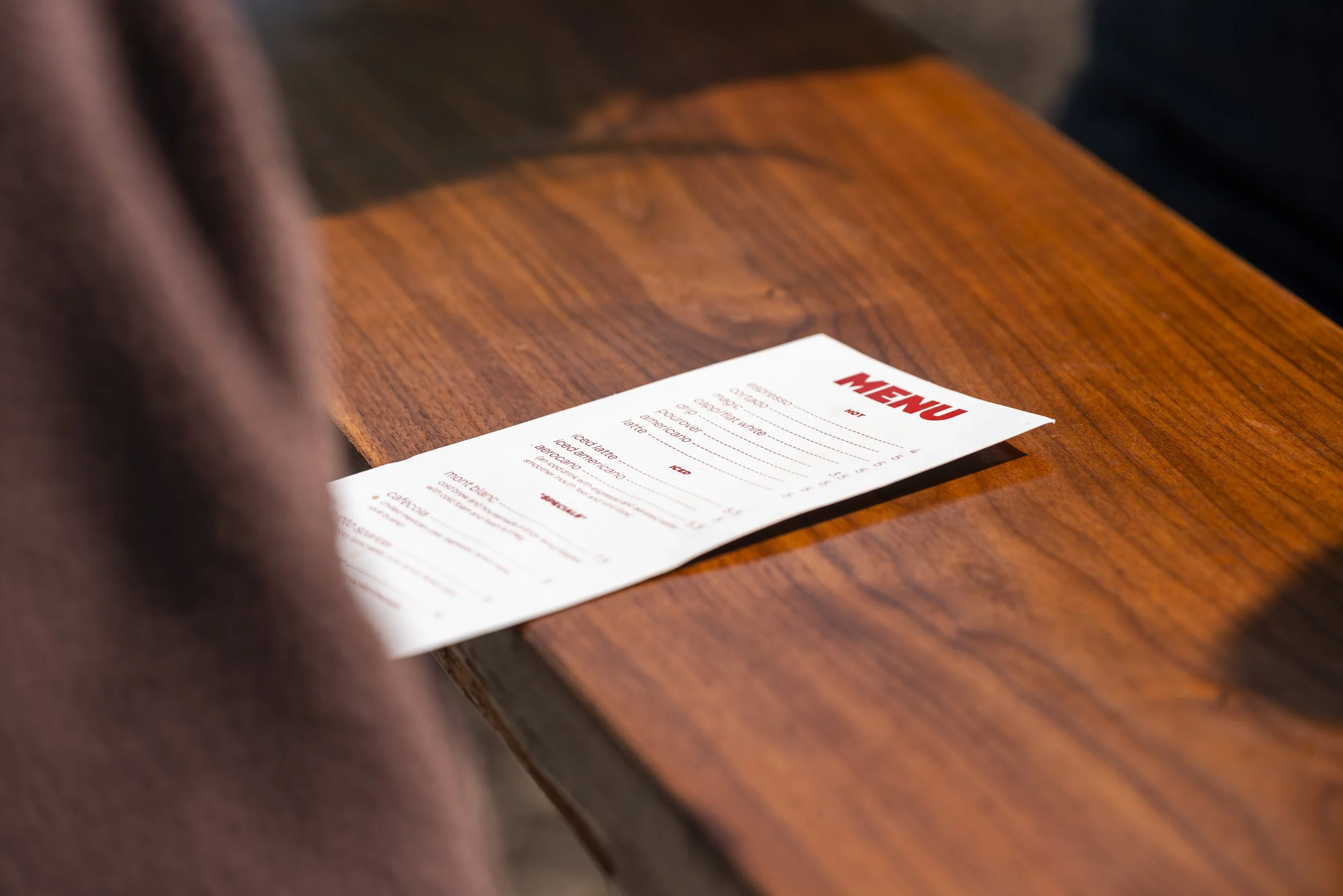specialty coffee menu