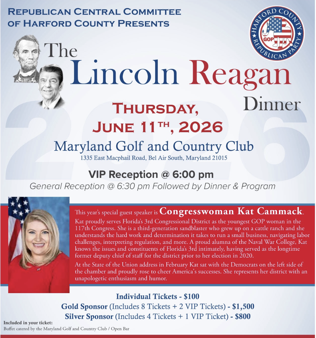 Harford Lincoln Reagan Dinner Featuring Rep. Kat Cammack