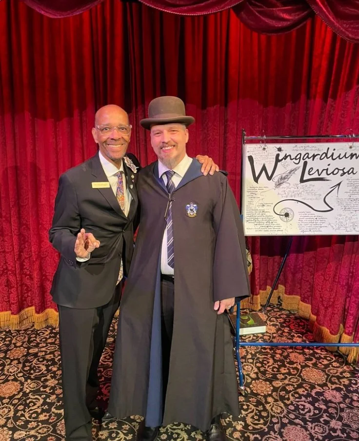 John with Magic Castle Booking Manager Jack Goldfinger