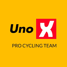 Uno Pro Cycling Team logo with yellow background and black and red text