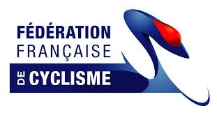 Logo of the French Cycling Federation with a stylized blue and red swoosh.