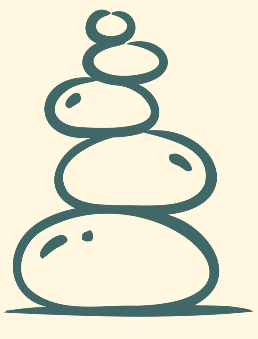 Minimalist illustration of stacked smooth stones, representing balance and tranquility.