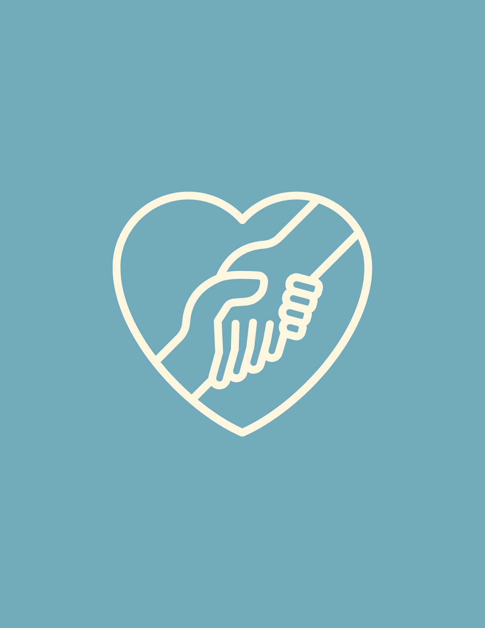 Outline of a heart containing a hand holding a syringe.