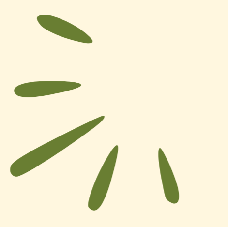 Abstract illustration of green leaf shapes against a beige background.