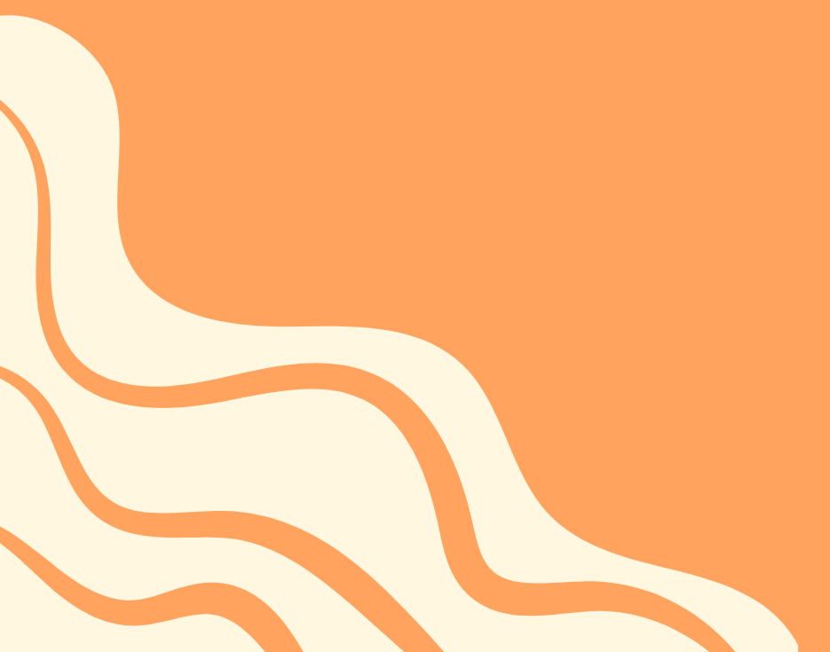 Abstract wavy pattern with orange and cream colors.