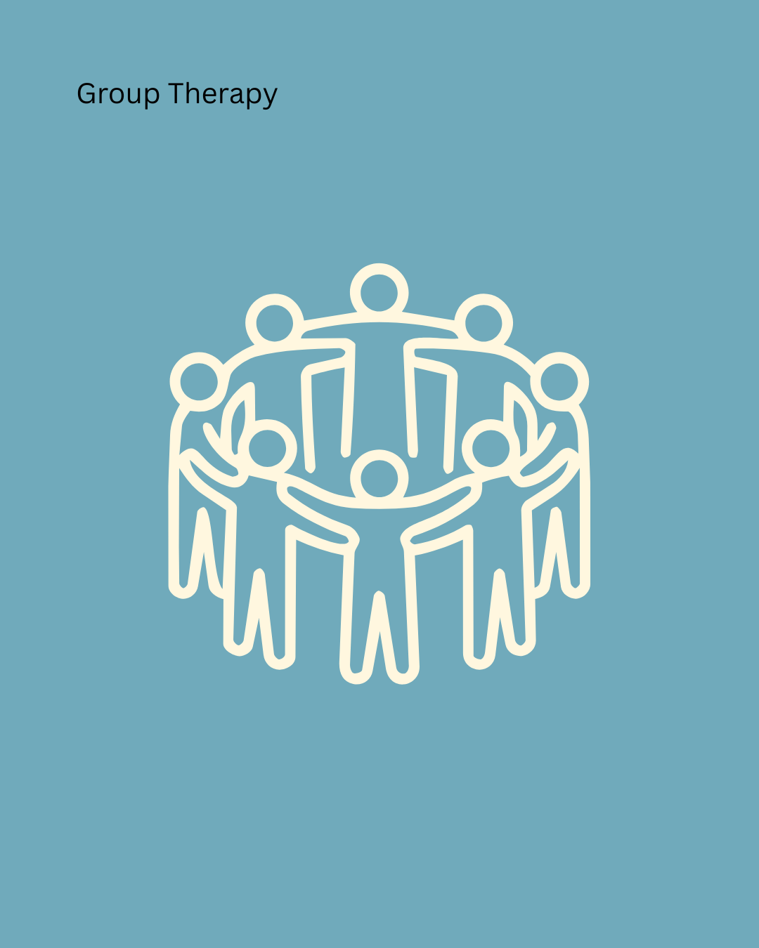 Illustration of people holding hands in a circle representing group therapy.